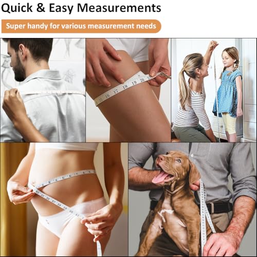 3-Pack Measuring Tape for Body Measurements: Waist, Chest, Bust, Shoulders, Hips, Arms, etc, Perfect Soft Flexible Tape Measure Double Scale Accurate Tracking Fitness Weight Loss Sewing Handcrafts - color: Pink