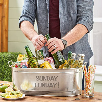 Let's Make Memories Personalized Beverage Tub - Custom Beverage Tub - Unique Entertaining Essential - Galvanized Drink Tub - 20 ¾"L x 11 ¾"W x 7" H - 5.5 Gallons - color: 3 Line Message, size: Without Stand