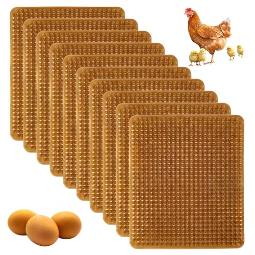 Yalikop 10 Pcs Chicken Nesting Pads Washable 13.8 * 11.6 Nesting Box Pads for Chickens Coop Artificial Grass Rug Accessories Plastic Grass Mat for Chicken Coop Accessories(Brown) - color: Brown