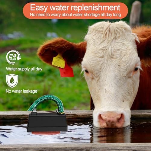 Water Trough Float Valve for Stock Tank, Automatic Control Waterer Level for Livestock Horse Chicken Animal Fish Pool with Hose Metal Connector & Ptfe tape （1 pack）
