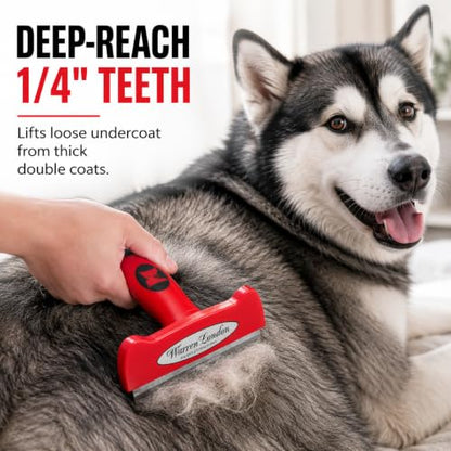 Warren London Deshedding Brush for Large Long Hair Dogs, 4 Inch - size: Long Hair | Large