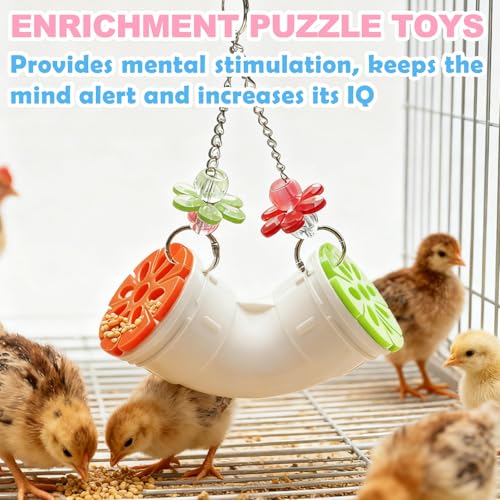 Chicken Enrichment Toys for Coop, Interactive Chicken Coop Toys - Hanging Tube Treat Dispenser | Slow Feeder for Chickens, Hens, Ducks, Parrots, Birds, Hamsters, Rabbits and Small Animals