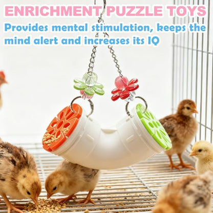Chicken Enrichment Toys for Coop, Interactive Chicken Coop Toys - Hanging Tube Treat Dispenser | Slow Feeder for Chickens, Hens, Ducks, Parrots, Birds, Hamsters, Rabbits and Small Animals