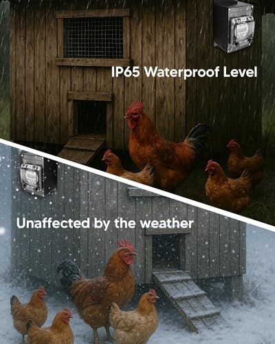 Chicken Coop LED Light with Timer, Automatic Daylight Extender Boost Egg Production IP 65 Waterproof, Provides Additional Light for Hens, Easy Installation