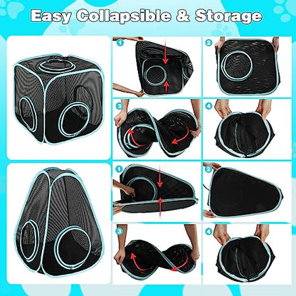 9.45FT Outdoor Cat Enclosures Portable Cat Playhouse, Pop Up Cats Tent with 33.86x 11.81IN Double Kitty Tunnels DIY in Multiple Ways, Cats Playpen Play Tents for Rabbits and Small Animals