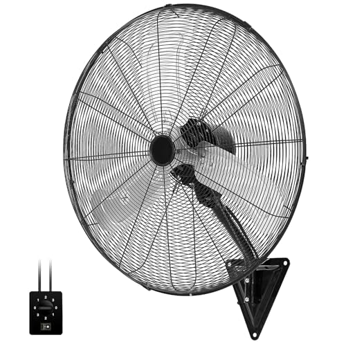 30 Inch Industrial Wall Mount Fan, Heavy Duty Oscillating Wall Mounted Fan with 10000 CFM, High Velocity 3 Speed Fans with Adjustable Tilting for Warehouse, Workshop, Garage, Patios, Commercial - color: 30" Black