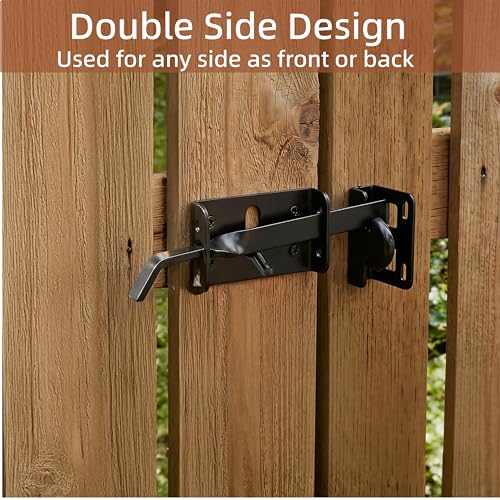 WRINGKIT Heavy Duty Thumb Latch, Self Locking Gate Latch for Wooden Fence, Double-Sided Fence Latch Hardware Kit with 9" Handle, Door Lock Latch for Vinyl Fences, Outdoor Gate, Farm, Garden