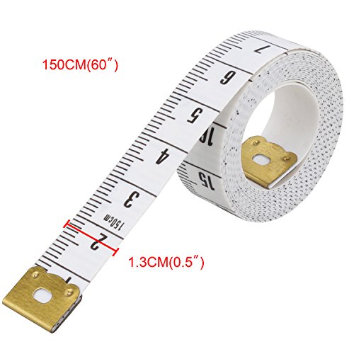 Wisdompro 2 Packs 60-Inch(150cm) Soft Tape Measure for Sewing Tailor Cloth, Body Measurement(Indexed in Metric and Standard Units) - White - color: 60 Inch, 2 Packs White