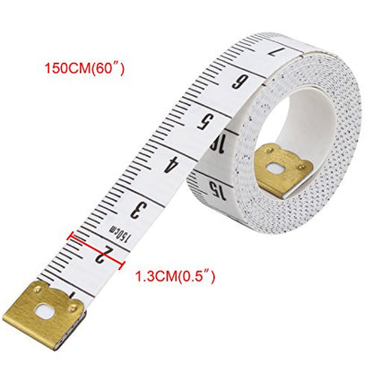 Wisdompro 2 Packs 60-Inch(150cm) Soft Tape Measure for Sewing Tailor Cloth, Body Measurement(Indexed in Metric and Standard Units) - White - color: 60 Inch, 2 Packs White