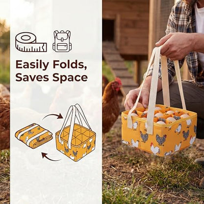 UKJENT Egg Collecting Basket for Kids & Family Farm Chores, 9 Padded Pouches to Prevent Broken Eggs, Safe & Easy Egg Carrier with Sturdy Handle, Chicken Duck Goose Eggs Holder from Coop to Kitchen - color: Color 7