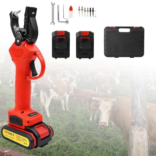 Speed Tagger Cattle, Electric Tagging Tool with 2 Batteries /6 Ear Tag Needle, Livestock Ear Tag Tool for Cattle,Pigs,Sheep,Reduces Animal Pain (Red Standard) - color: Red Standard