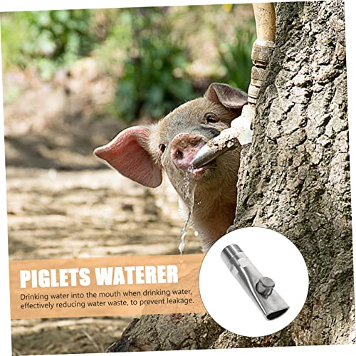 Totority 5pcs Sturdy Stainless Steel Pig Waterer Automatic Feeder Piglets Drinking Nozzle Livestock Trough