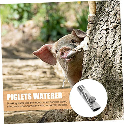 Totority 5pcs Sturdy Stainless Steel Pig Waterer Automatic Feeder Piglets Drinking Nozzle Livestock Trough