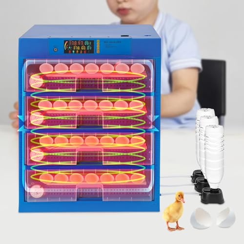 256 Eggs Automatic Incubator, 80w 110v Electric Poultry Hatcher Machine Digital Poultry Hatcher Machine Tabletop Electric Digital Poultry Hatchers Machines with Led Display for hatching Eggs Duck Eggs
