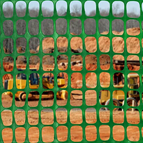Ashman Plastic Mesh Fence, Construction Barrier Netting, Green, 4'x100' Feet, 1 Roll, Garden Fencing, Fences Wrap, Above Ground, for Snow, Poultry, Chicken, Deer, Patio, Garden Netting, Green 100FT - color: Green, size: 100 FT