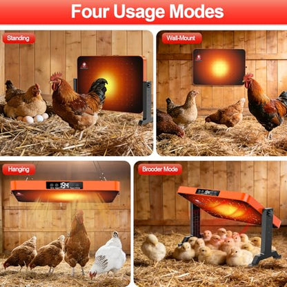 Chick Brooder Heater Plate,200 Watts Chicken Heating Brooder Plate with Adjustable Height & Temperature Display &12H Timer,Safe Chick Brooding Heater for Chicks,Quail,Ducklings