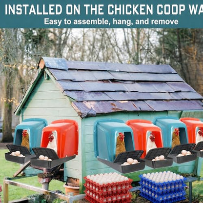 8-Pack Roll Away Chicken Nesting Boxes with 8 Egg Trays (30-Egg Capacity Each), Durable Plastic Nesting Boxes for Hens, Chicken Coop Accessories with Perch for Easy Egg Collection