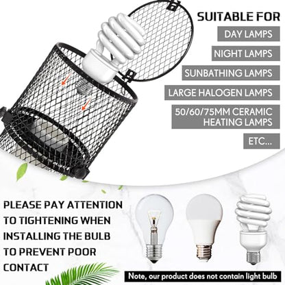 VIHOSE Retractable Reptile Heat Lamp Holder, Ceramic Heat Emitter Lamp-Cage with Adjustable Anti-Scald Mesh Cage Heating Lamp Stand for Pet Amphibian Snake Lizard Frog Chick, Without Bulb(White) - color: White