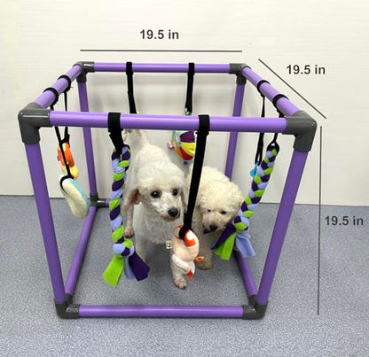 DOZZOPET Puppy Play Gym for Small Dogs with 8 Hanging Toys, Jungle Playground with Interactive Funny Enrichment Toys to Keep Them Busy