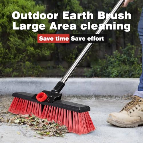 16.5" Outdoor Broom for Floor Cleaning Heavy Duty Push Broom with 53" Long Handle,Outdoor Broom for Deck,Driveway,Garage,Yard,Deck,Patio,Warehouse,Concrete