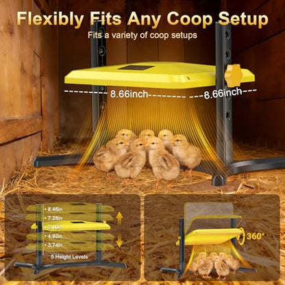 Brooder Plate for Chicks, 50-158°F Brooder & Chicken Heater for Coop with Smart Thermostat, UL certified Radiant Chick Heat Plate for Poultry, 5-Height & 360° Adjustable Angle, Winter Heating