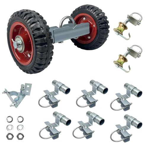 Rolling Gate Hardware Kit for Farm, Fence Gates, Rolling Gates- Includes 6" Double Wheel Carrier, 6 Universal Track Drackets, 2 Pipe Track Rollers, 1 Set Gate Latch, 2 Sets of Wrenches - color: Silver