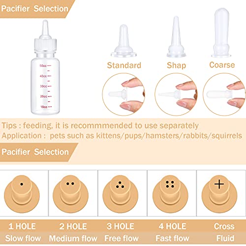 Sadnyy 17 Pcs Kitten Bottle Feeding Set Pet Nursing Kit Puppy Bottles for Nursing Milk with Syringes Silicone Nipples, Cleaning Brushes Nipple for Newborn Pet Dog Rabbit Goat Small Animals