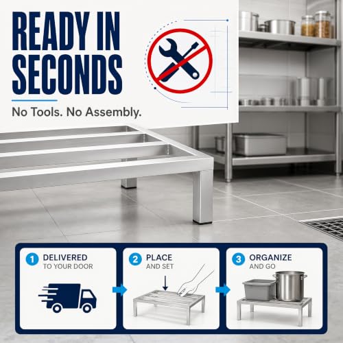 60" x 24" x 12" Aluminum Dunnage Rack Heavy Duty Floor Storage Stand, NSF for Commercial Use - size: 60"W x 24"D x 12"H