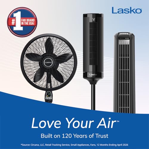 Lasko High Velocity Portable Utility Fan - Adjustable Air Mover Blower Fan for Bedroom, Office Desk, Garage, and Home - With 2 Outlets 120V - 3 Speeds - U12104 - 12" Tall - Black