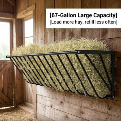 Wall Mounted Carbon Steel Hay Rack, Goat & Horse Feeder - 31.5 Inch with Mounting Kit
