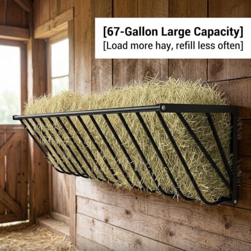 Livestock Hay Feeder Wall Mount, 31.5 Inch Goat Hay Rack - Durable Steel Barn Feeder