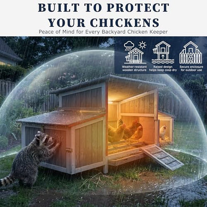 Gowoodhut Outdoor Chicken Coop Wooden Hen House Hens Coop for Backyard Poultry Tractor for 2-4 Chickens with Weatherproof Asphalt Roof, 4 Nesting Box, 2 Roosting Bar, Pull-Out Tray (Coop84 NoRun) - size: 62.2"L x 22.8"W x 28.5"H