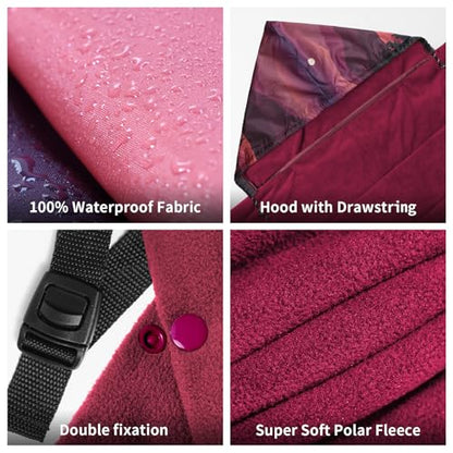Waterproof Stadium Blanket, Fleece Camping Blanket Soft Warm Wearable Camp Blanket for Outdoor Camping, Picnic, Stadium, Sports, Beach, Car - color: Moon Night