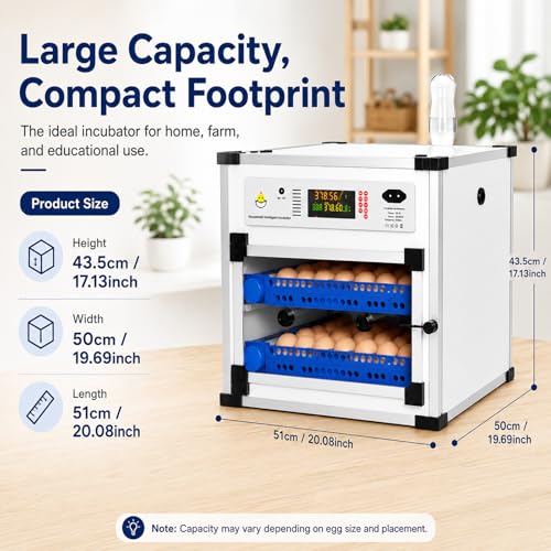 136 Egg Cabinet Incubator with Automatic Turner, Digital Temperature & Humidity Control, External Water Refill System, LED Display Hatching Machine for Chicken Duck Goose Quail & Pigeon Eggs