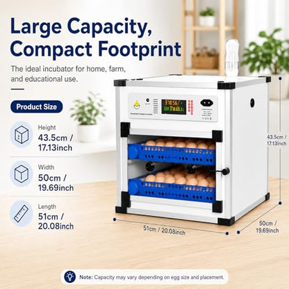 136 Egg Cabinet Incubator with Automatic Turner, Digital Temperature & Humidity Control, External Water Refill System, LED Display Hatching Machine for Chicken Duck Goose Quail & Pigeon Eggs