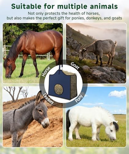 Hay Feeder for Goats and Horses - Slow Feed Design, Heavy Duty Hanging Hay Bag for Barn, Trailer & Paddock, Easy to Hang & Clean(3pcs, Navy Blue) - color: 3pcs-navy blue