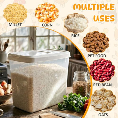 2 Pack Airtight Dog Food Storage Container, 22 Lbs Clear Pet Food Storage Bin with 2 Measuring Scoops for Pet Dog Cat Grain RiceTreat - size: 22 Lbs