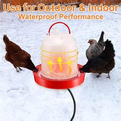 Heated Chicken Waterer,2025 Hanging Poultry Water-Heated Chicken Waterer,Thermostatically Controlled Heated 6L Outdoor Hanging Heated Poultry Waterer Dispenser for Chicks Livestock,Farm Innovators