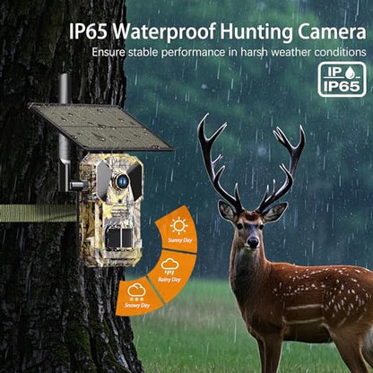2025 Upgraded Game Camera with Built-in ESIM Card,Solar Powered Trail Cam with Night Vision Motion Activated Waterproof, 2K HD Live Feed Trailcam, Wildlife Camera, Deer Camera - color: A30