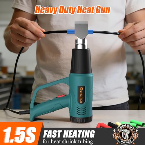 Heat Gun,10FT cable,Dual-Temperature Settings 572°F & 1112°F | 4 Nozzles,Overheat Protection, for crafting, shrink wrap, paint removal,resin,Car tinting - color: Green