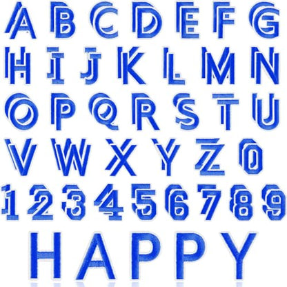 ASTARON 72 Pcs Iron on Letters and Numbers Patches, 1.5 Inch Letters A-Z Numbers 0-9 Embroidered Applique Patches Alphabet Cloth Patch for Clothes, Bags, Socks, Jeans, Hat, DIY Accessories(Blue) - color: Blue