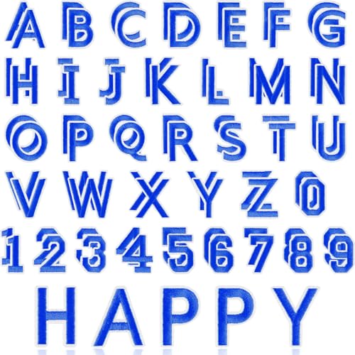 ASTARON 72 Pcs Iron on Letters and Numbers Patches, 1.5 Inch Letters A-Z Numbers 0-9 Embroidered Applique Patches Alphabet Cloth Patch for Clothes, Bags, Socks, Jeans, Hat, DIY Accessories(Blue) - color: Blue