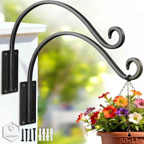 AJART Hanging Plant Hanger Outdoor: 2 Pieces Bird Feeder Wall Hooks - 16-Inch Heavy-Duty Plant Bracket Hook for Hanging Flower Baskets - size: 16 Inch, style: Heavy Duty Plant Hook