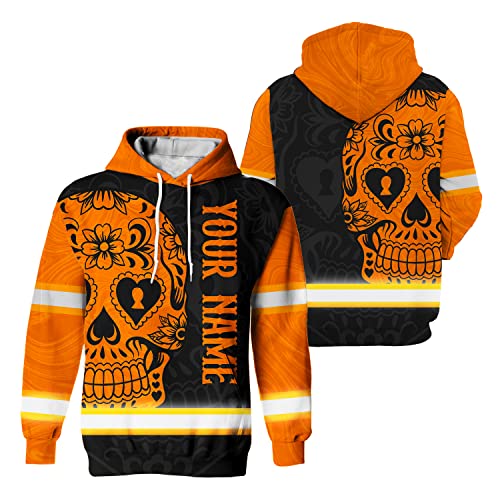 Maddly High Visibility US Flag Collection Safety Workwear Custom Name for Workers, Runners, Truckers, Patriotic - color: Color - Hoodie 01, size: 5X-Large