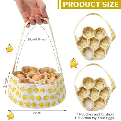 Sweetude 2 Pieces Egg Basket Mini Egg Collecting Bags Gathering Basket with 7 Pouches for Farmhouse Chicken Hen Duck Goose Housewife Garden Transporting Storage, 8 x 2.6 Inch(Pretty) - color: Pretty