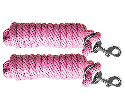 Majestic Ally Pack of 2 Solid Poly Lead Rope for Horses & Livestock – 10 Foot Long and 5/8 inch Thick - Replaceable Heavy-Duty Bolt Snap – Handmade – Soft, Broken in Feel (Pink) - color: Pink