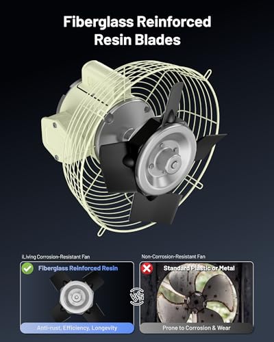 iLIVING 10-Inch Corrosion Resistance Shutter Exhaust Fan, Single Speed - style: Corrosion-Resistance, Single-Speed
