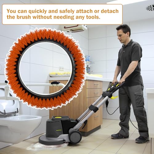 237047 Orbiter Orange Scrub Brush for ORB550MC Orbiter Floor Machine, Heavy-Duty Brush, 12” Diameter,(1 Pack)
