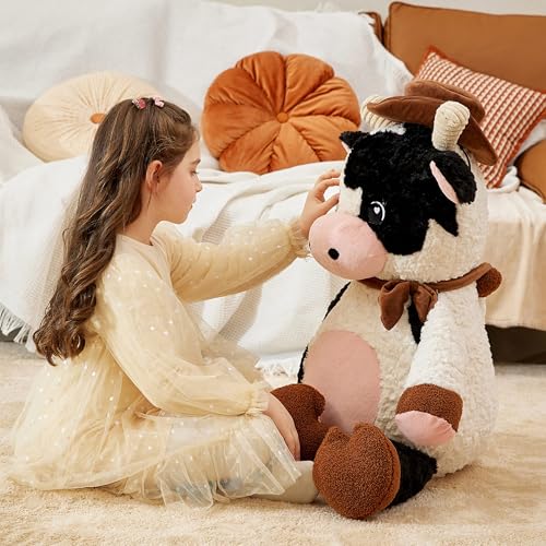 IKASA Giant Cow Stuffed Animal Plush Toy,30 Inches Large Big Jumbo Soft Toys, Huge Size Cute Fluffy Plushy Fat Oversized Plushie - style: Cow