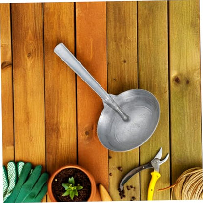 Iron Water Ladle with Handle Heavy Duty Grain Scoop for Livestock and Gardening Polished for Smooth Use Portable Water Spoon for Farm Feeding and Mixing Tasks